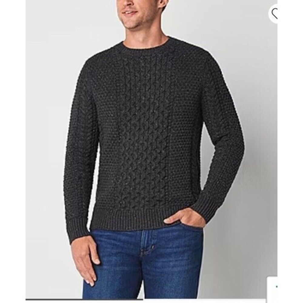 Mutual Weave Sweater Mens Large Dark Gray Heather Cotton Wool Blend‎